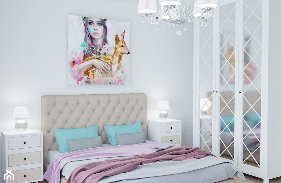 Sypialnia o - Mała szara sypialnia, styl glamour - zdjęcie od ASK- projektowanie wnętrz