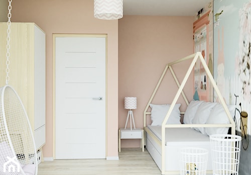 mieszkanie z przygodą - Mały pomarańczowy szary pokój dziecka dla nastolatka dla chłopca dla dziewczynki, styl skandynawski - zdjęcie od ASK- projektowanie wnętrz