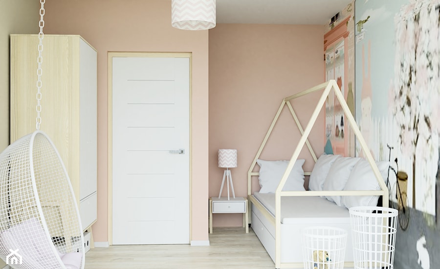 mieszkanie z przygodą - Mały beżowy pokój dziecka dla dziecka dla nastolatka dla chłopca dla dziewczynki, styl skandynawski - zdjęcie od ASK- projektowanie wnętrz