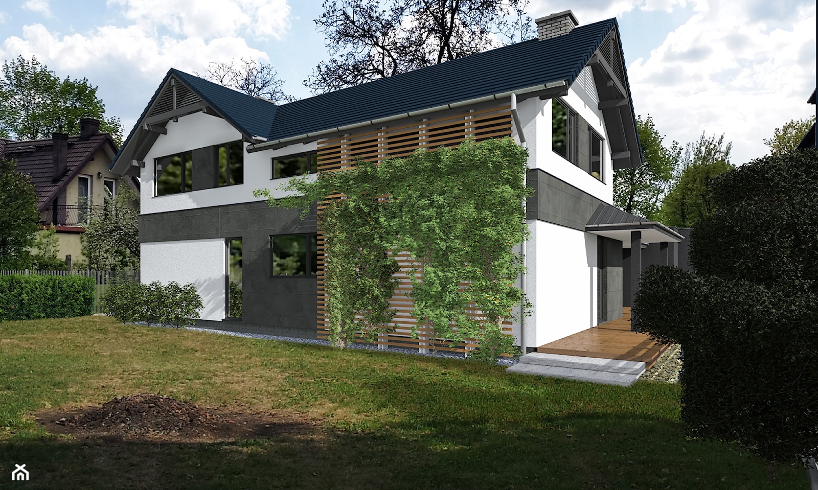House_&SPACE - Duże jednopiętrowe domy jednorodzinne murowane z dwuspadowym dachem, styl tradycyjny - zdjęcie od ABeCe-project / ABC Pracownia Projektowa Bożena Nosiła - Homebook