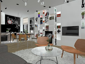Apartament M2-Joung-"CEGIELNIANA" - Salon, styl minimalistyczny - zdjęcie od ABeCe-project / ABC Pracownia Projektowa Bożena Nosiła