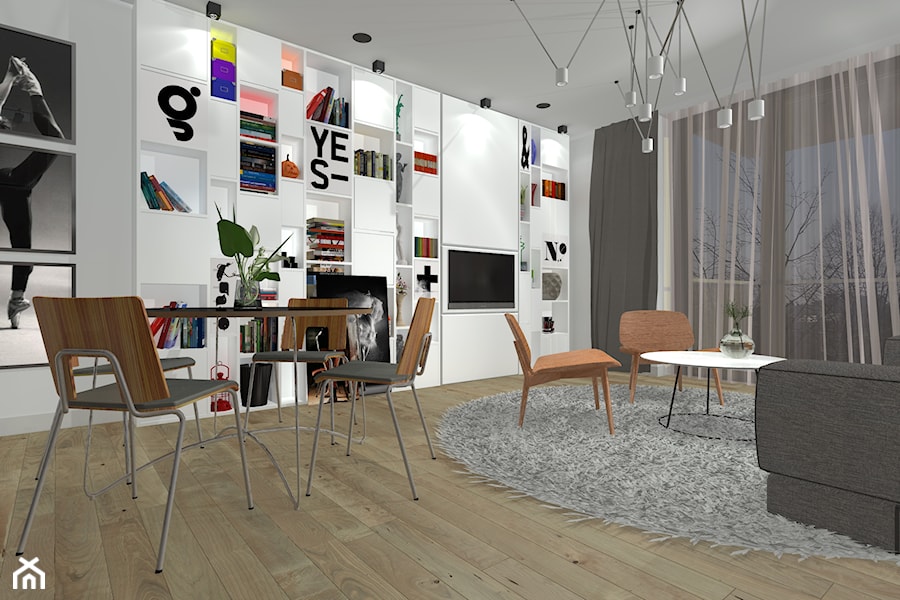 Apartament M2-Joung-"CEGIELNIANA" - Salon, styl minimalistyczny - zdjęcie od ABeCe-project / ABC Pracownia Projektowa Bożena Nosiła