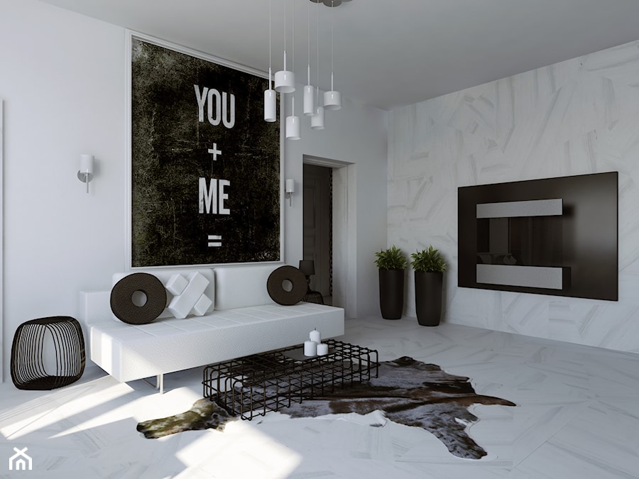 Projekt kawalerki Gdynia - Średni biały salon, styl minimalistyczny - zdjęcie od Pender Design