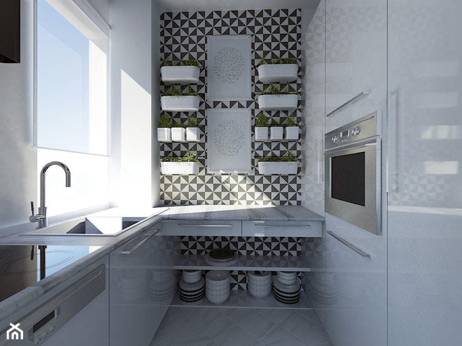 Projekt kawalerki Gdynia - Kuchnia, styl minimalistyczny - zdjęcie od Pender Design