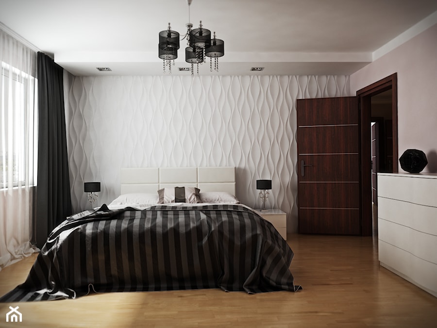 Mieszkanie Legionowo - Średnia szara sypialnia, styl glamour - zdjęcie od EnigmaVisualDesign