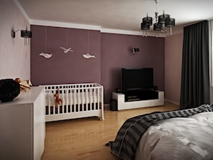 Mieszkanie Legionowo - Duża fioletowa sypialnia, styl glamour - zdjęcie od EnigmaVisualDesign