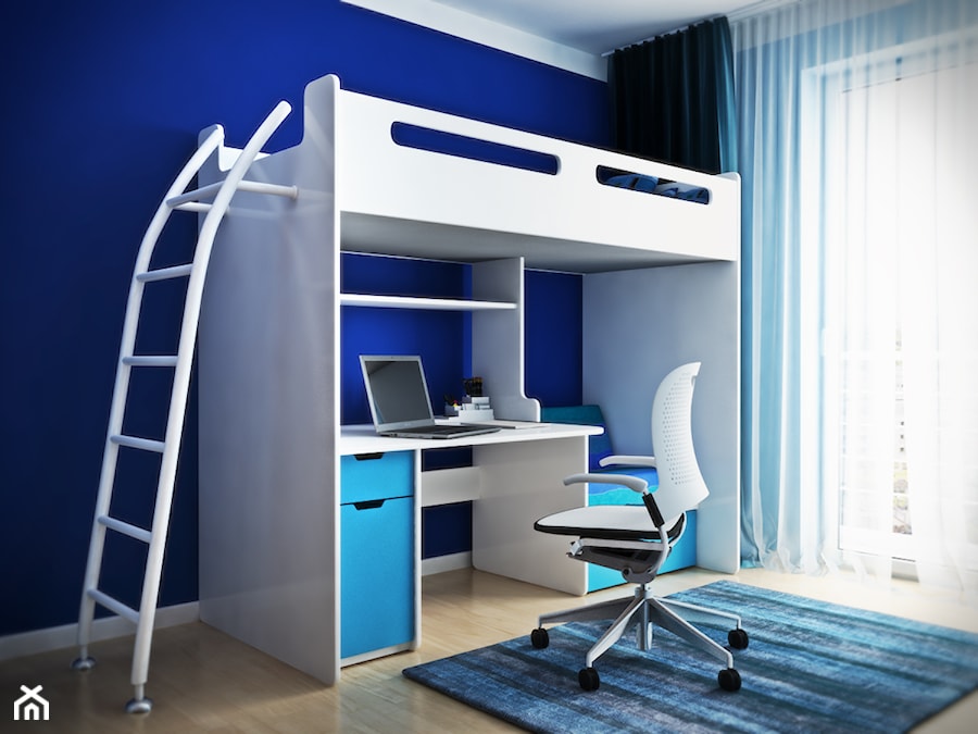 Mieszkanie Legionowo - Średni niebieski pokój dziecka dla dziecka dla chłopca, styl nowoczesny - zdjęcie od EnigmaVisualDesign