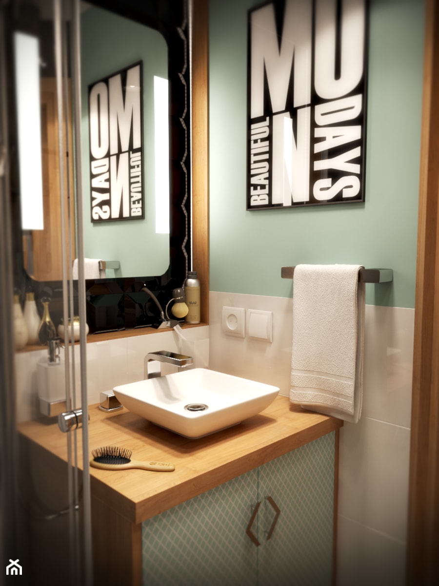 Łazienka w rozmiarze XS - Mała bez okna z lustrem łazienka, styl nowoczesny - zdjęcie od EnigmaVisualDesign