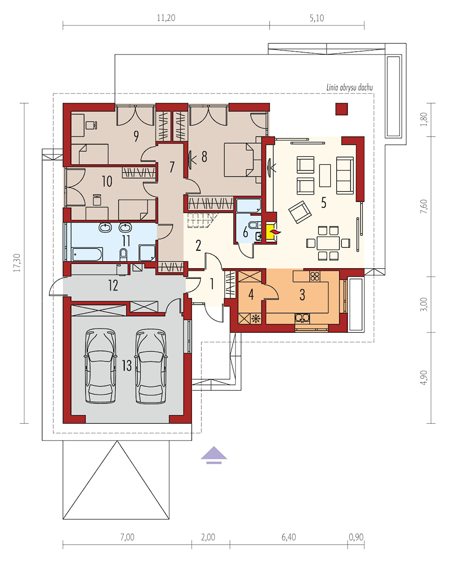 Projekt domu Marcel IV G2 - rzut parteru - zdjęcie od ARCHIPELAG Pracownia Projektowa