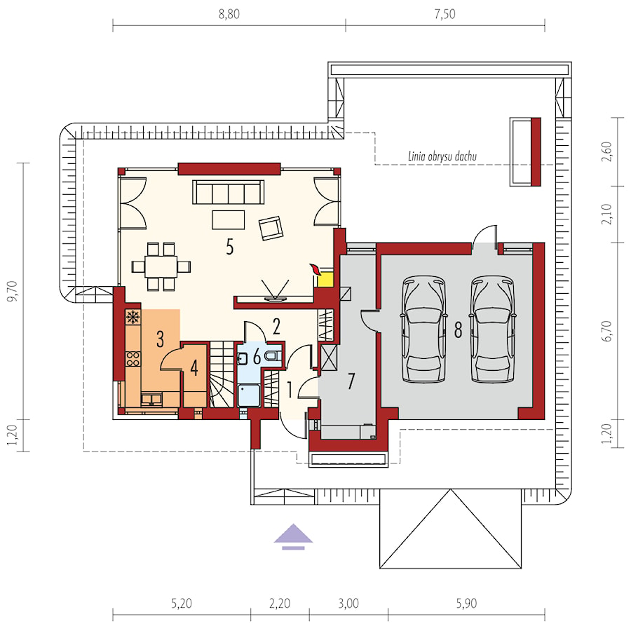 Projekt domu Rodrigo IV G2 - rzut parteru - zdjęcie od ARCHIPELAG Pracownia Projektowa