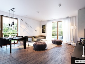 Projekt domu Kornel V ENERGO - wizualizacja wnętrza - salon - zdjęcie od ARCHIPELAG Pracownia Projektowa