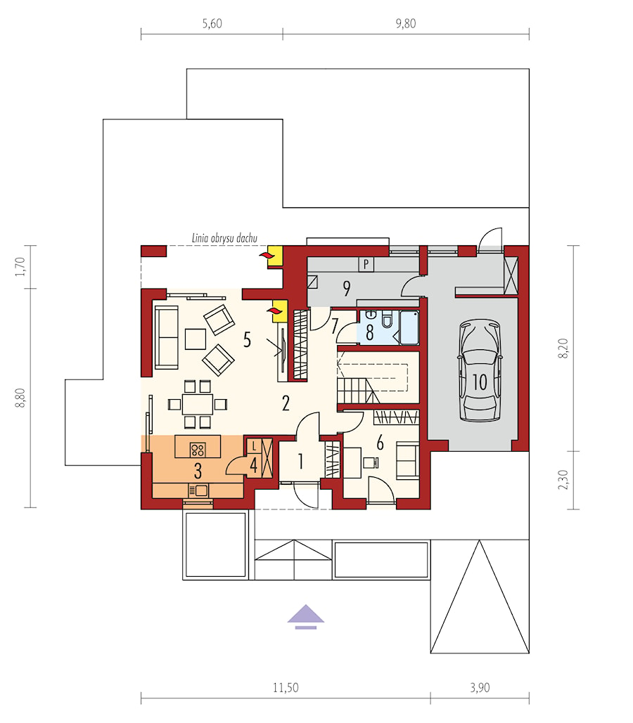 Projekt domu Sam G1 - rzut parteru - zdjęcie od ARCHIPELAG Pracownia Projektowa