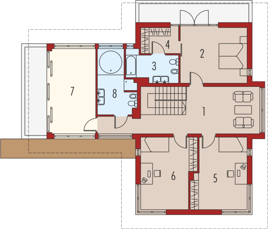 Projekt domu Lorenzo G2 - rzut piętra - zdjęcie od ARCHIPELAG Pracownia Projektowa