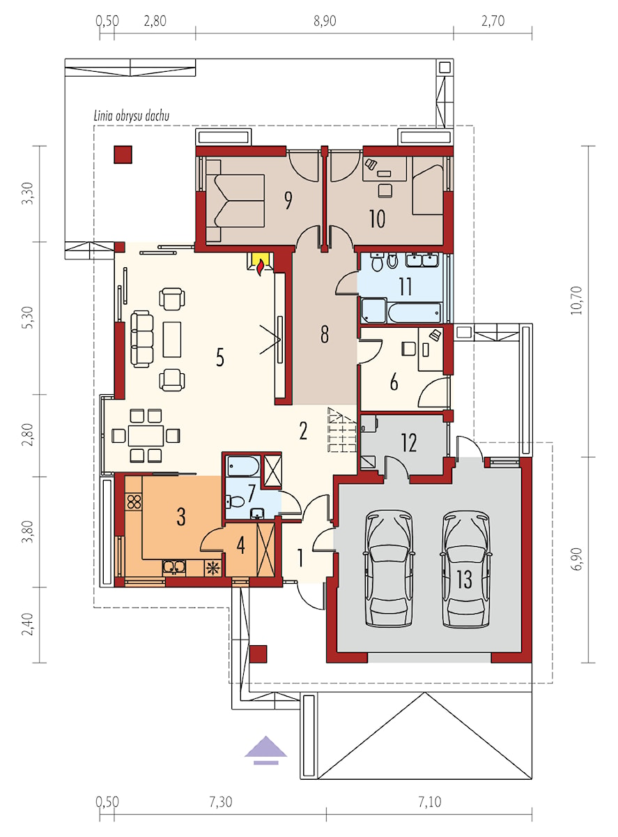 Projekt domu Glen III G2 - rzut parteru - zdjęcie od ARCHIPELAG Pracownia Projektowa