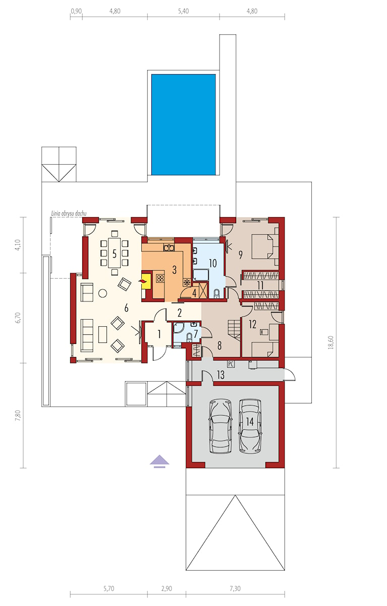 Projekt domu Magnus G2 ENERGO PLUS – rzut parteru - zdjęcie od ARCHIPELAG Pracownia Projektowa