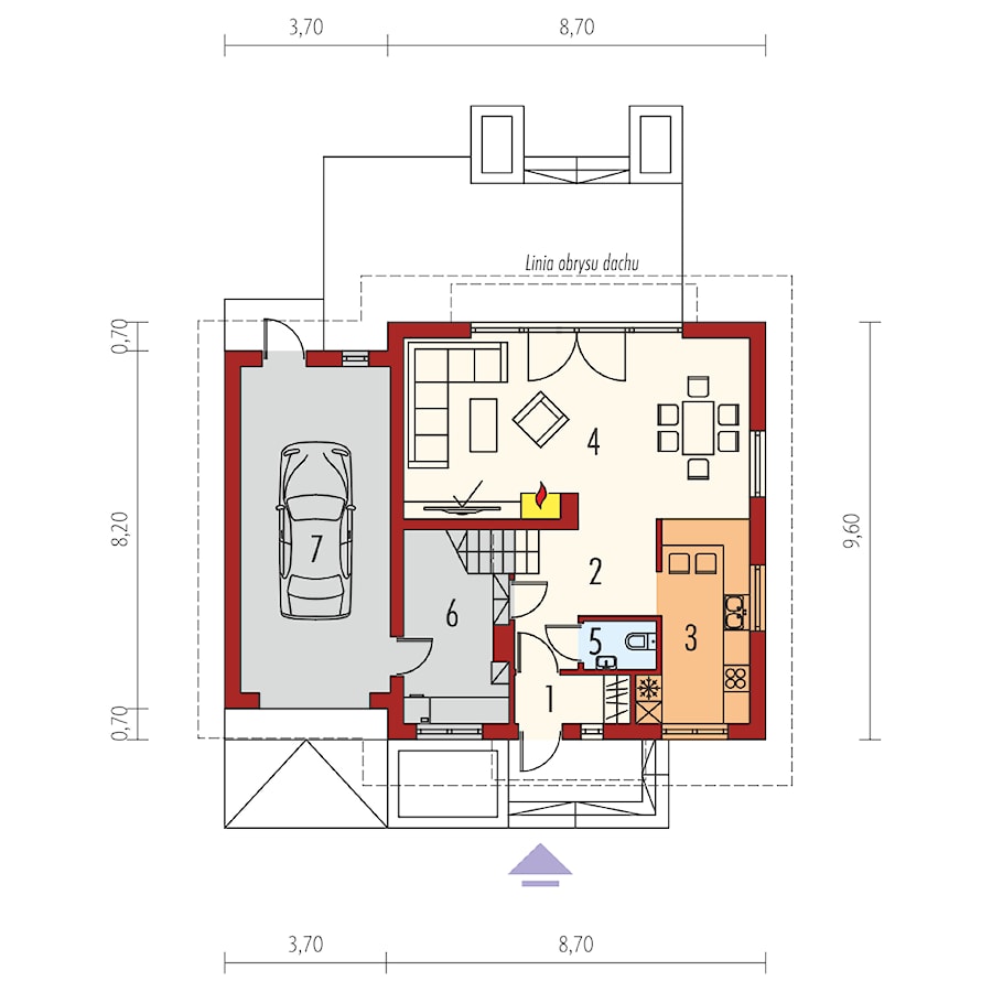 Projekt domu E3 G1 ECONOMIC (wersja A) - rzut parteru - zdjęcie od ARCHIPELAG Pracownia Projektowa
