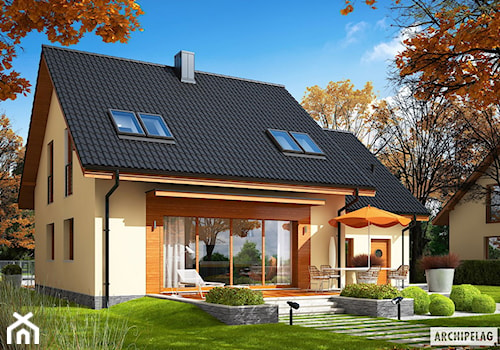 Projekt domu E3 G1 ECONOMIC (wersja A) - widok od strony ogrodu - zdjęcie od ARCHIPELAG Pracownia Projektowa