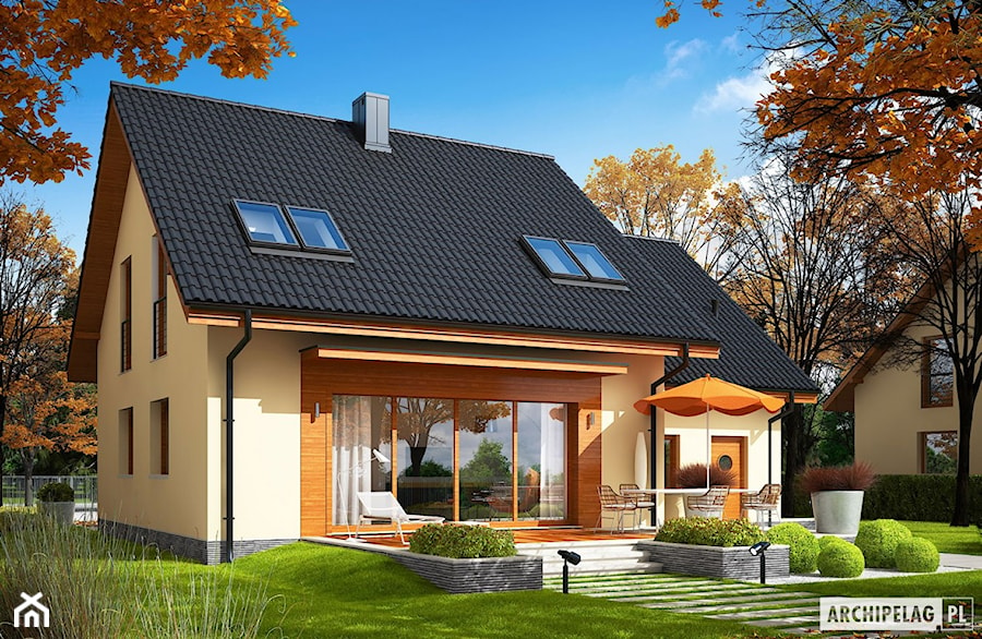 Projekt domu E3 G1 ECONOMIC (wersja A) - widok od strony ogrodu - zdjęcie od ARCHIPELAG Pracownia Projektowa