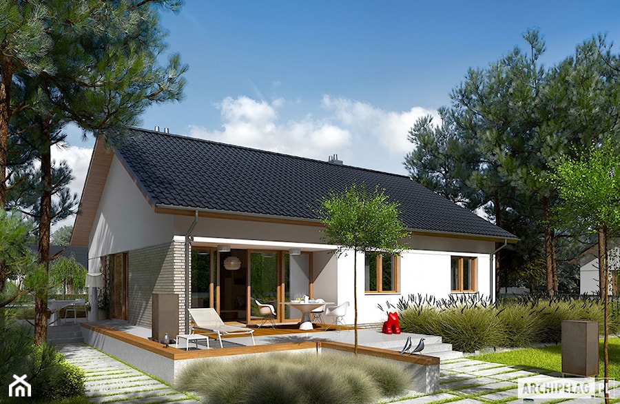 Projekt domu Swen II - widok od ogrodu - zdjęcie od ARCHIPELAG Pracownia Projektowa
