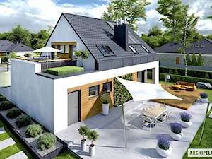 Projekt domu Sam G1 - widok od ogrodu - zdjęcie od ARCHIPELAG Pracownia Projektowa