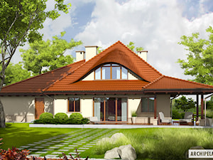 Projekt domu Petra II G2 - widok od ogrodu - zdjęcie od ARCHIPELAG Pracownia Projektowa