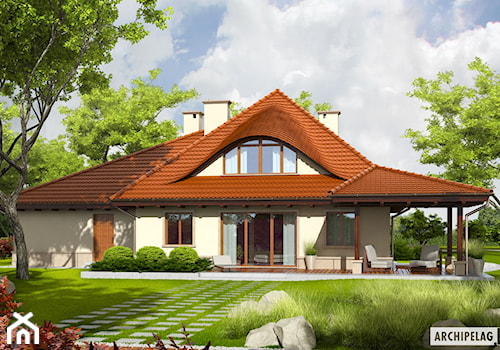 Projekt domu Petra II G2 - widok od ogrodu - zdjęcie od ARCHIPELAG Pracownia Projektowa