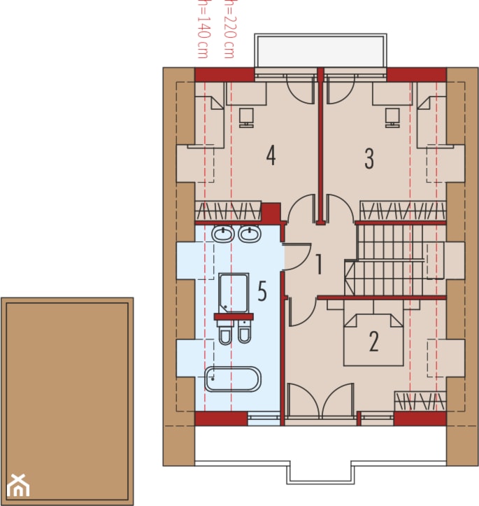 E9 z wiatą (wersja B) ENERGO PLUS - rzut poddasza - zdjęcie od ARCHIPELAG Pracownia Projektowa - Homebook