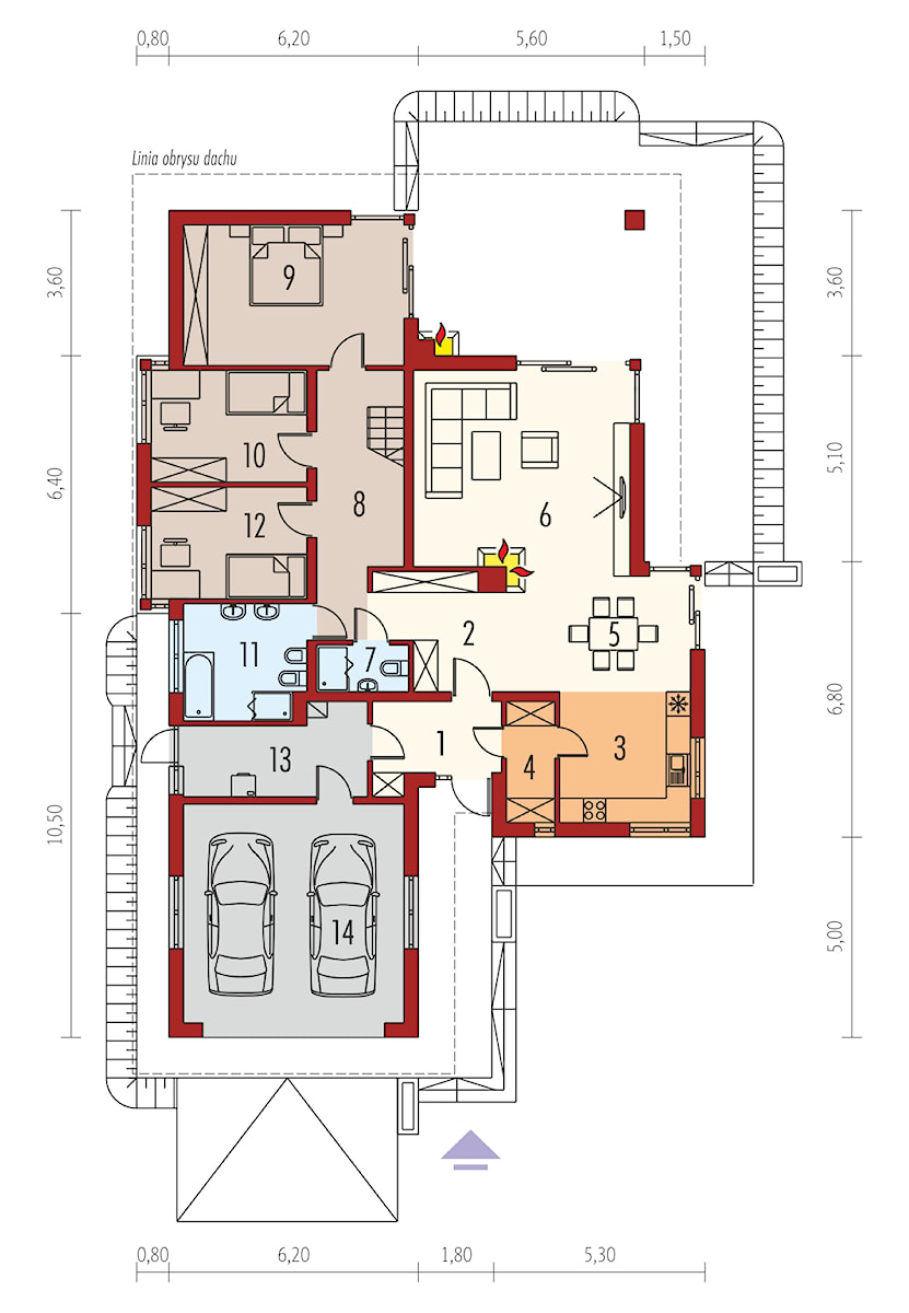 Projekt domu Margaret II G2 - rzut parteru - zdjęcie od ARCHIPELAG Pracownia Projektowa