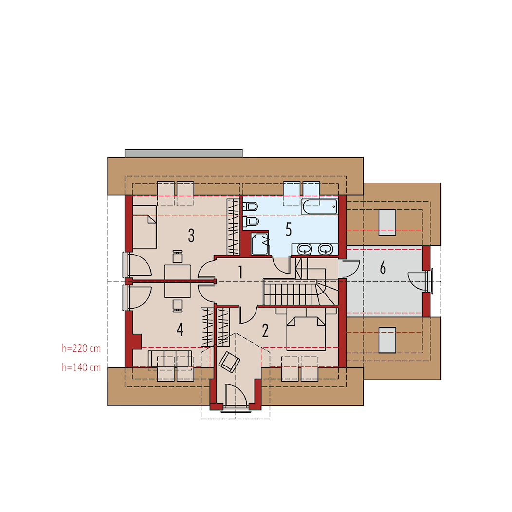 Projekt domu E5 G1 ECONOMIC (wersja C) - rzut poddasza - zdjęcie od ARCHIPELAG Pracownia Projektowa - Homebook