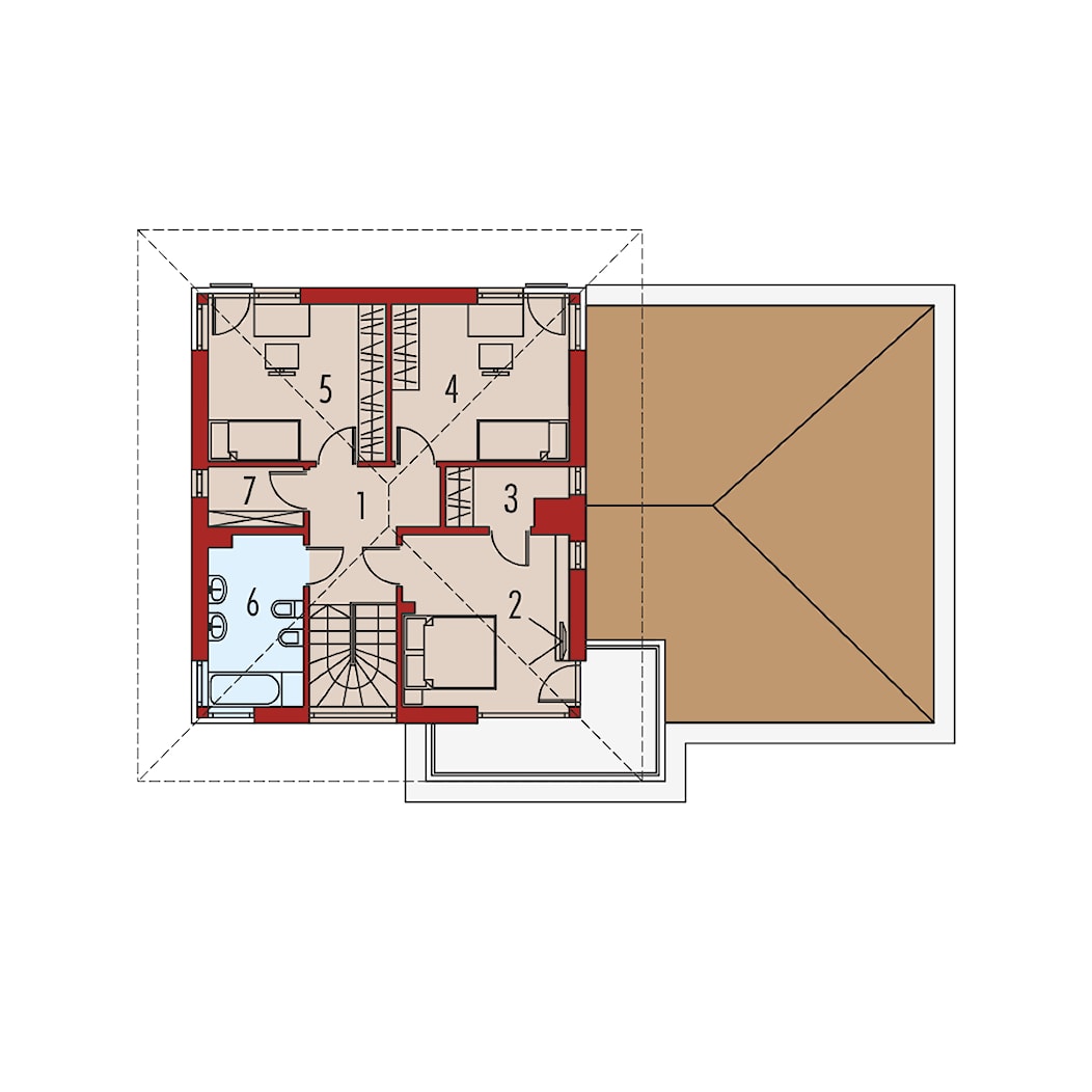 Projekt domu Rodrigo IV G2 - rzut piętra - zdjęcie od ARCHIPELAG Pracownia Projektowa - Homebook