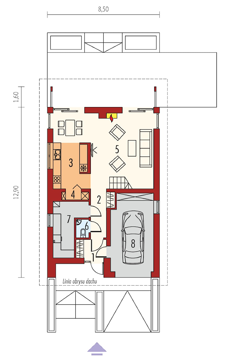 Projekt Domu Elias G1 – rzut parteru - zdjęcie od ARCHIPELAG Pracownia Projektowa