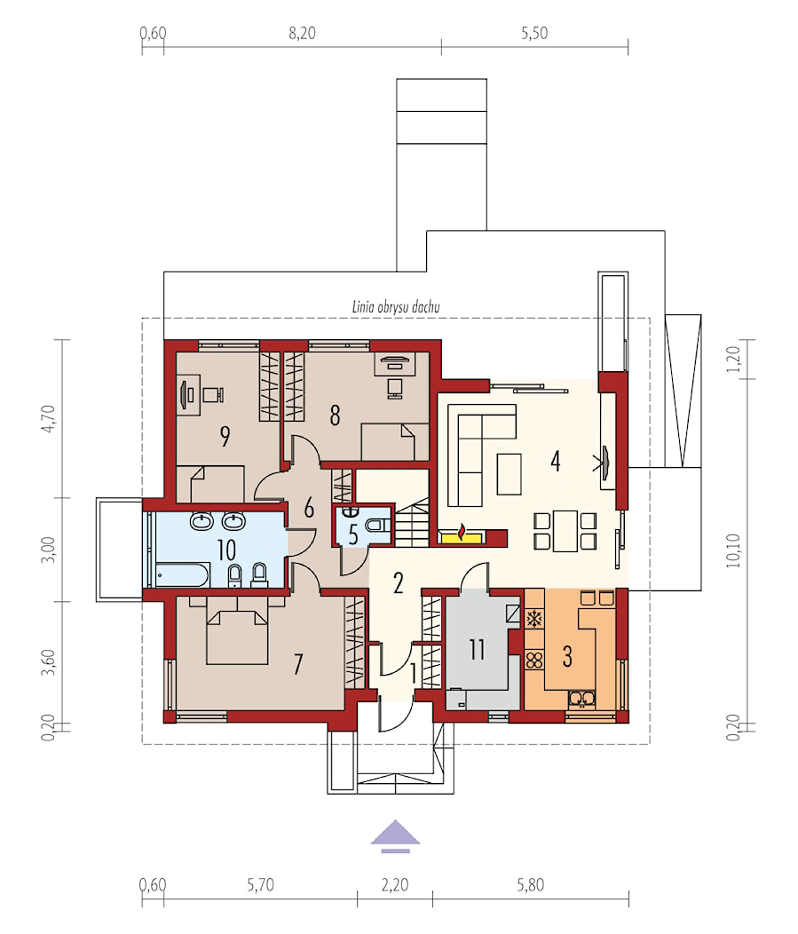 Projekt domu Flo II – rzut parteru - zdjęcie od ARCHIPELAG Pracownia Projektowa - Homebook