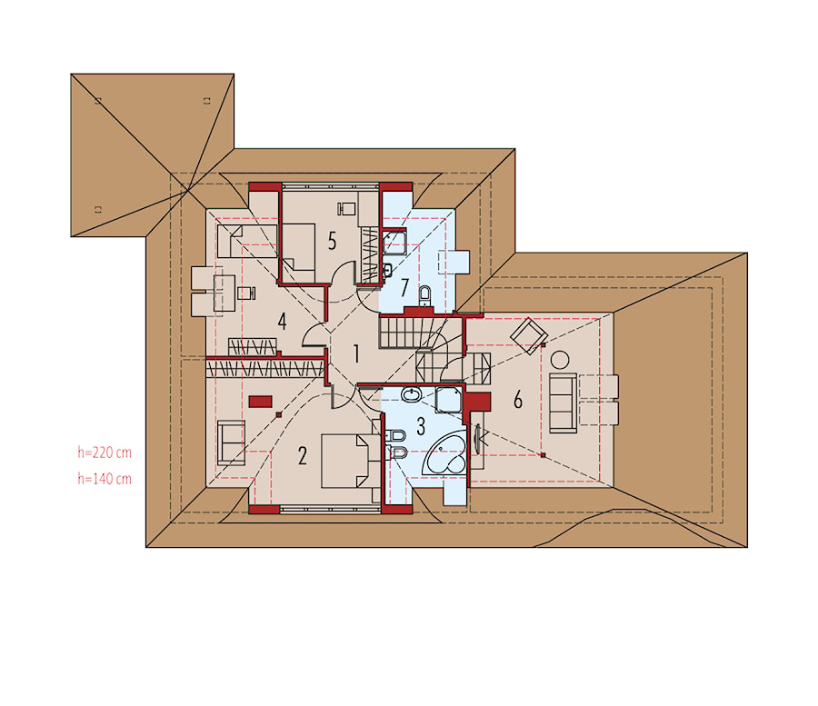 Projekt domu Petra II G2 - rzut poddasza - zdjęcie od ARCHIPELAG Pracownia Projektowa