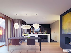 Projekt Marcel G2 - wizualizacja jadalni i kuchni - zdjęcie od ARCHIPELAG Pracownia Projektowa