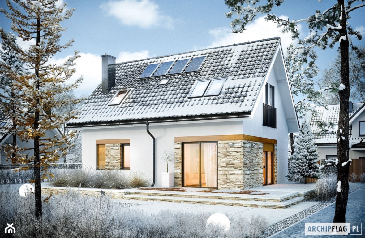 Projekt domu Witek – wizualizacja zimowa - zdjęcie od ARCHIPELAG Pracownia Projektowa - Homebook