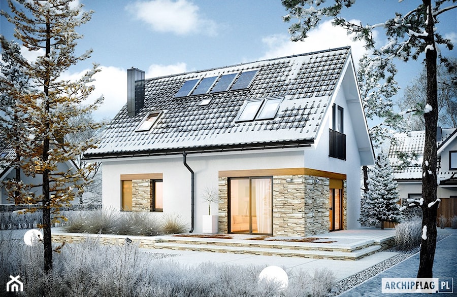 Projekt domu Witek – wizualizacja zimowa - zdjęcie od ARCHIPELAG Pracownia Projektowa