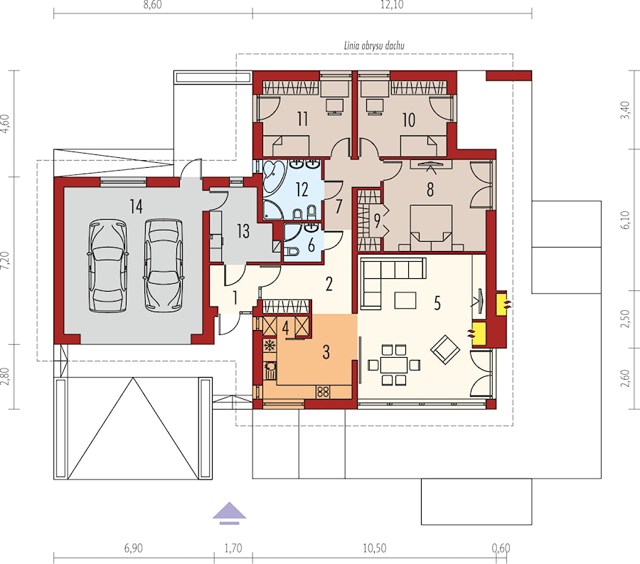 Projekt domu India G2 (wersja B) - rzut parteru - zdjęcie od ARCHIPELAG Pracownia Projektowa