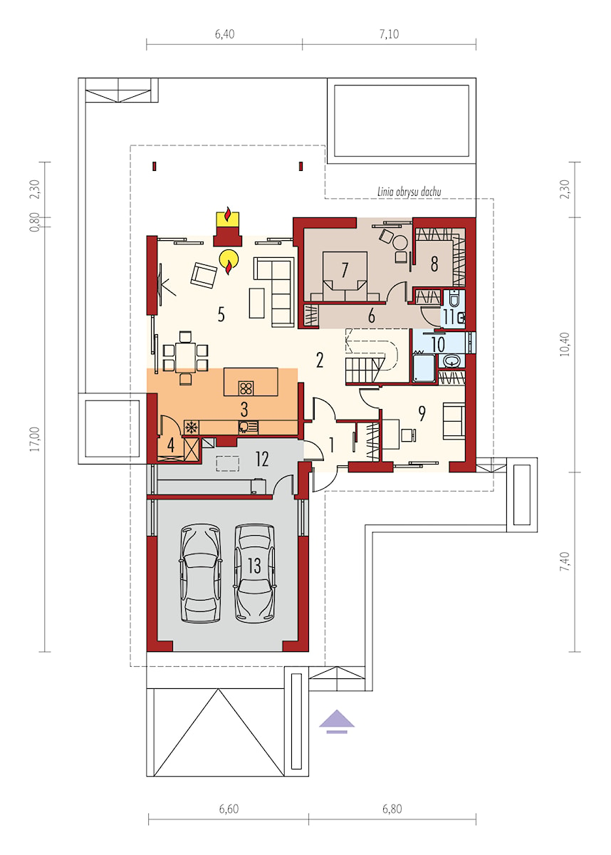 Projekt domu Simon II G2 - rzut parteru - zdjęcie od ARCHIPELAG Pracownia Projektowa