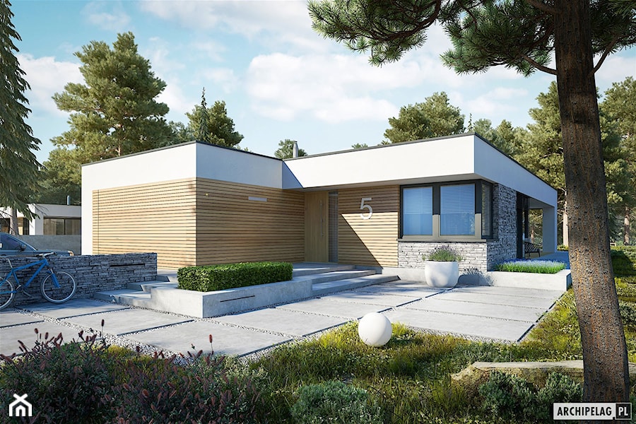 Projekt EX 21 G2 soft - nowoczesny dom z zielonym dachem - zdjęcie od ARCHIPELAG Pracownia Projektowa