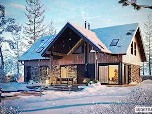 Projekt domu Nikolas G1 – wizualizacja zimowa - zdjęcie od ARCHIPELAG Pracownia Projektowa