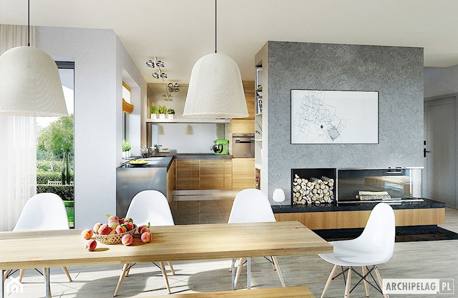 Projekt domu Magnus G2 ENERGO PLUS – wizualizacja kuchni i jadalni - zdjęcie od ARCHIPELAG Pracownia Projektowa