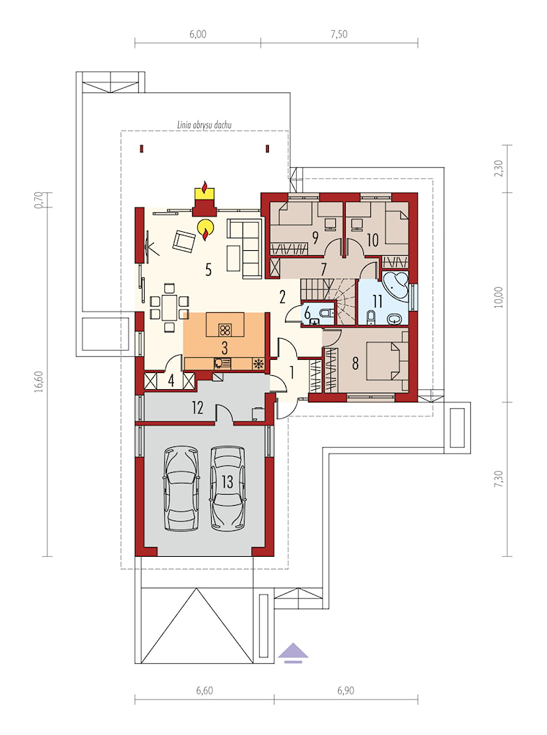 Projekt domu Simon (mały) G2 - rzut parteru - zdjęcie od ARCHIPELAG Pracownia Projektowa - Homebook