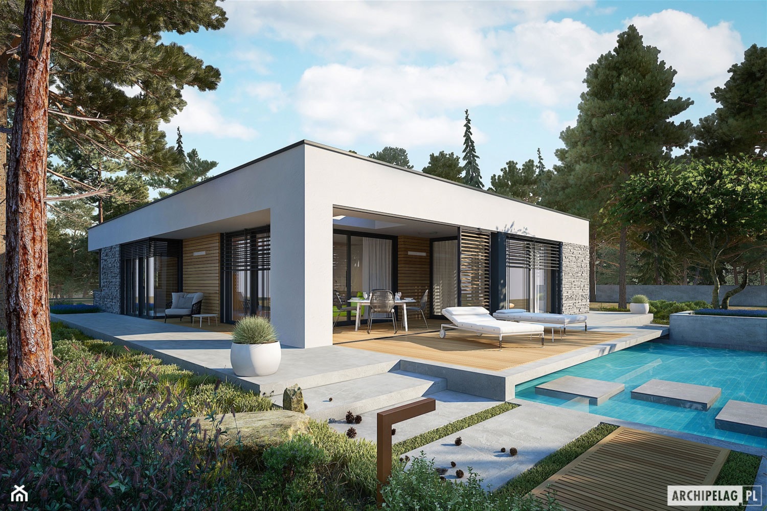 Projekt EX 21 G2 soft - nowoczesny dom z zielonym dachem - zdjęcie od ARCHIPELAG Pracownia Projektowa - Homebook