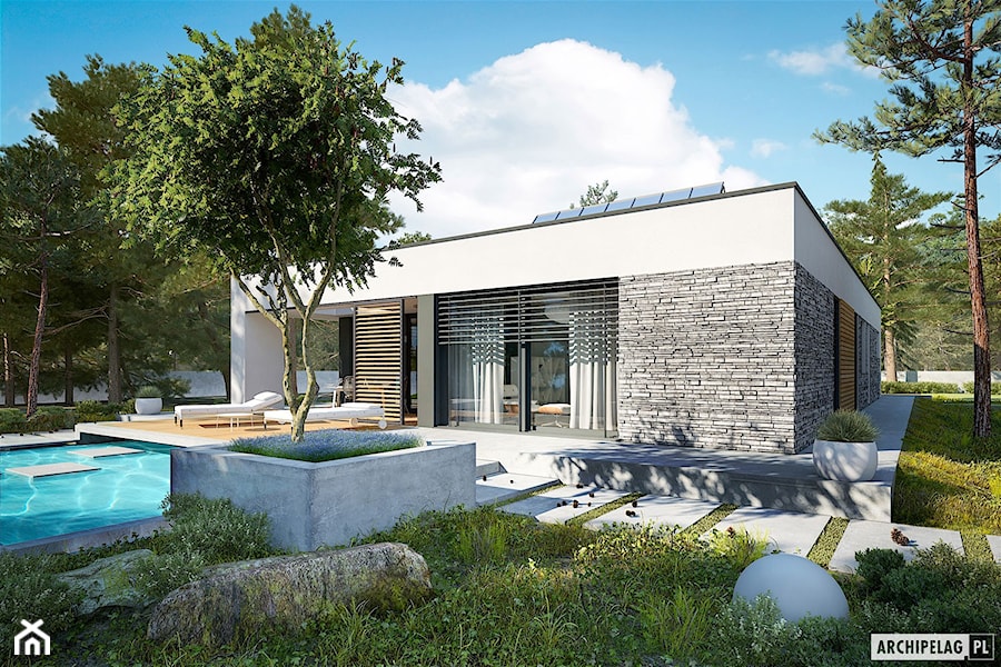 Projekt EX 21 G2 soft - nowoczesny dom z zielonym dachem - zdjęcie od ARCHIPELAG Pracownia Projektowa