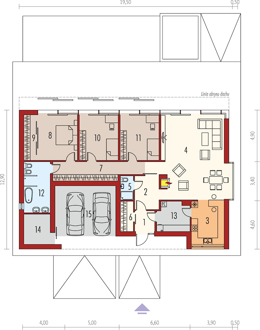 Projekt domu EX 7 - rzut parteru - zdjęcie od ARCHIPELAG Pracownia Projektowa - Homebook