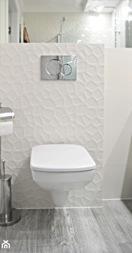 mała łazienka w bieli - Łazienka, styl nowoczesny - zdjęcie od Kolektyw D2