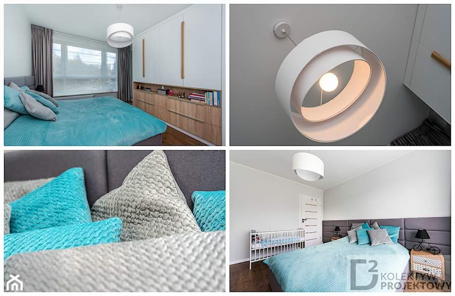 Nowoczesne mieszkanie "Niebieskie" - Średnia biała sypialnia, styl nowoczesny - zdjęcie od Kolektyw D2