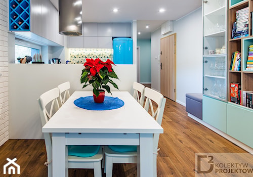 Nowoczesne mieszkanie "Niebieskie" - Średnia szara jadalnia w kuchni, styl skandynawski - zdjęcie od Kolektyw D2