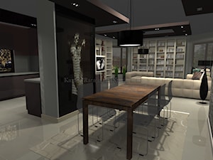 Salon, jadalnia, kuchnia w przestrzeni otwartej domu jednorodzinnego - zdjęcie od Kamila Ratajczyk. INterior Design. Aranżacja, Projektowanie wnętrz.
