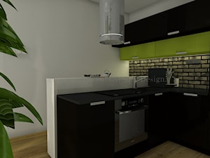 kuchnia z salonikiem w małym mieszkaniu - zdjęcie od Kamila Ratajczyk. INterior Design. Aranżacja, Projektowanie wnętrz.